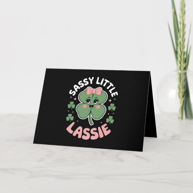 Sassy Little Lassie Funny St Patrick's Day Thank You Card (Front)