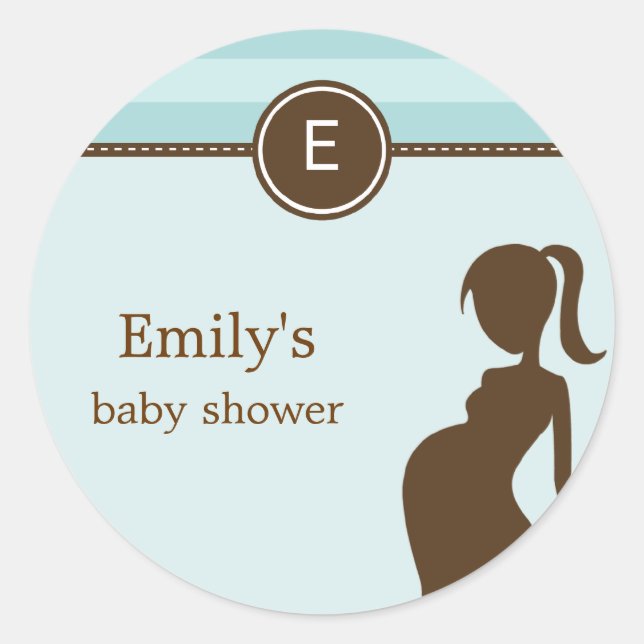 Sassy Mom Baby Shower Favour Sticker - Blue (Front)