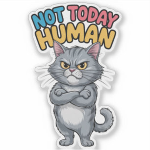 Sassy Not Today Human Cat Sticker