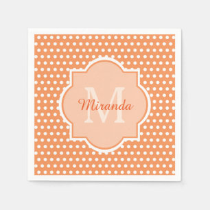 Sassy Orange Polka Dots Monogram With Name Napkin