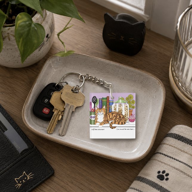 Sassy Orange Tabby Kitchen Counter Top Cat  Funny Keychain (Creator Uploaded)