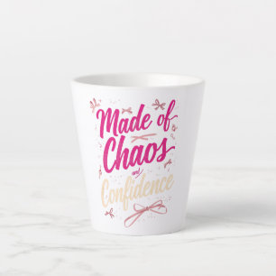 Sassy Pink Typography Chaos And Confidence Latte Mug