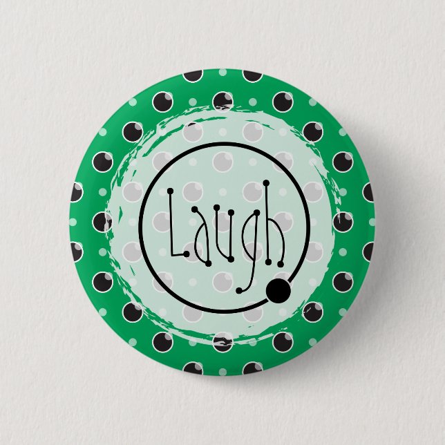 Sassy Polka Dots Laugh Button - Green (Front)