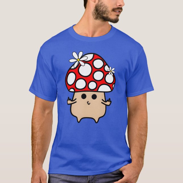 Sassy Red Mushroom Pouting and Showing Middle Fing T-Shirt (Front)