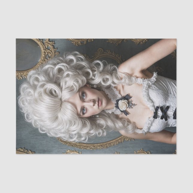 Sassy Rococo Lady Decoupage | Vintage Elegance Tissue Paper (Front)