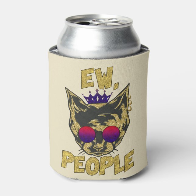 Sassy Royal Cat – "Ew. People" Funny Cat Lover Can Cooler (Can Front)