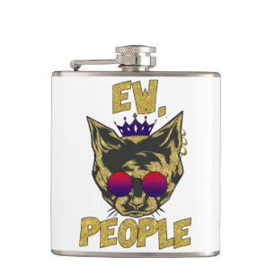 Sassy Royal Cat – "Ew. People" Funny Cat Lover Hip Flask