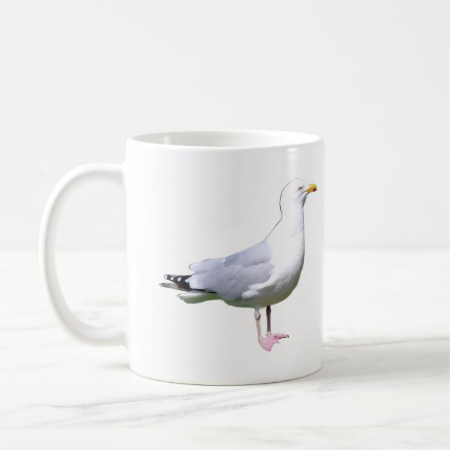 Sassy Seagull Standing Coastal Bird Lover Gift Coffee Mug (Left)