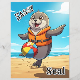 Sassy Seal   Cute Cartoon Kid's Nursery Art