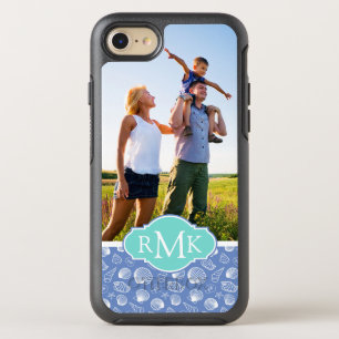 Sassy Seashell Pattern   Your Photo & Monogram OtterBox Symmetry iPhone 8/7 Case