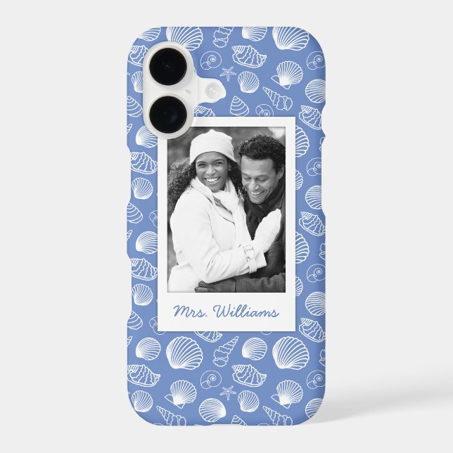 Sassy Seashell Pattern | Your Photo & Name (Back)