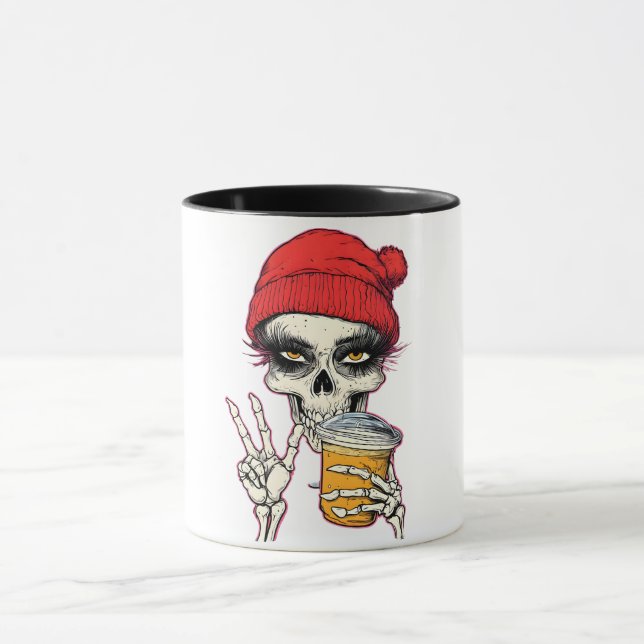 Sassy Skeleton Coffee Mug – Goth Girl Vibes (Center)