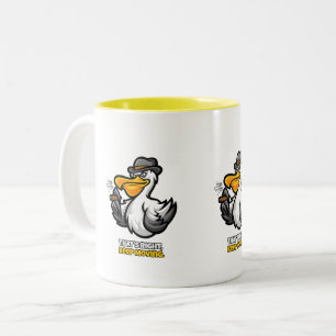 Sassy Smoking Pelican Art   "Keep Moving" Motivati Two-Tone Coffee Mug