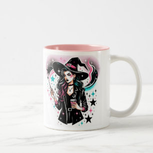 Sassy Sorcery Cute Girly Witch Halloween Gift Two-Tone Coffee Mug