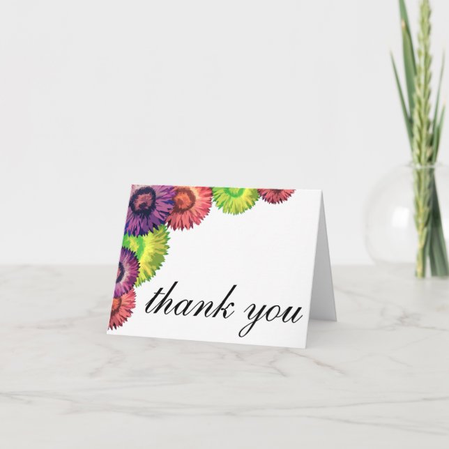 Sassy Spring Flowers Modern Thank You Card (Front)
