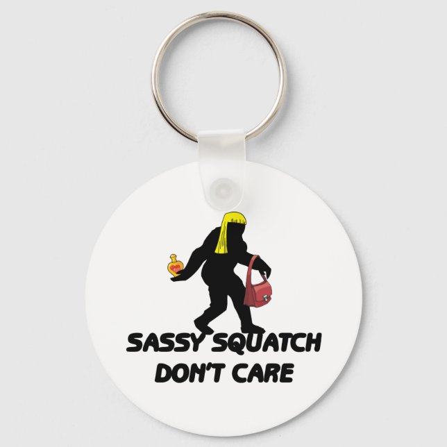 Sassy Squatch Don't Care Keychain (Front)