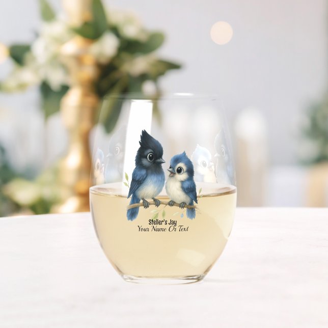 Sassy Steller's Jay  Stemless Wine Glass (Insitu (Wedding))
