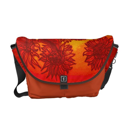 Sassy Sunflowers in Orange Messenger Bag