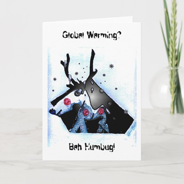 Sassy Surreal Reindeer Holiday Card (Front)