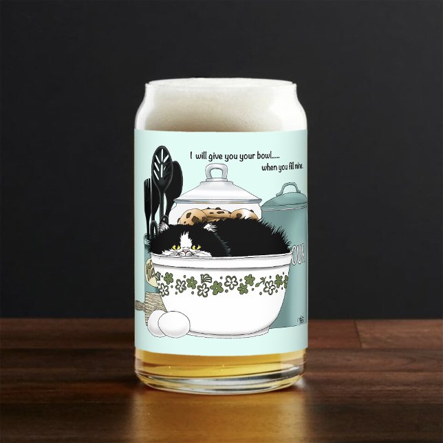 Sassy Tuxedo Cat Vintage Bowl Aqua Retro Kitchen  Can Glass (Creator Uploaded)