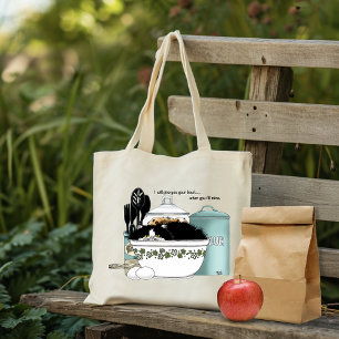 Sassy Tuxedo Cat Vintage Bowl Aqua Retro Kitchen  Tote Bag