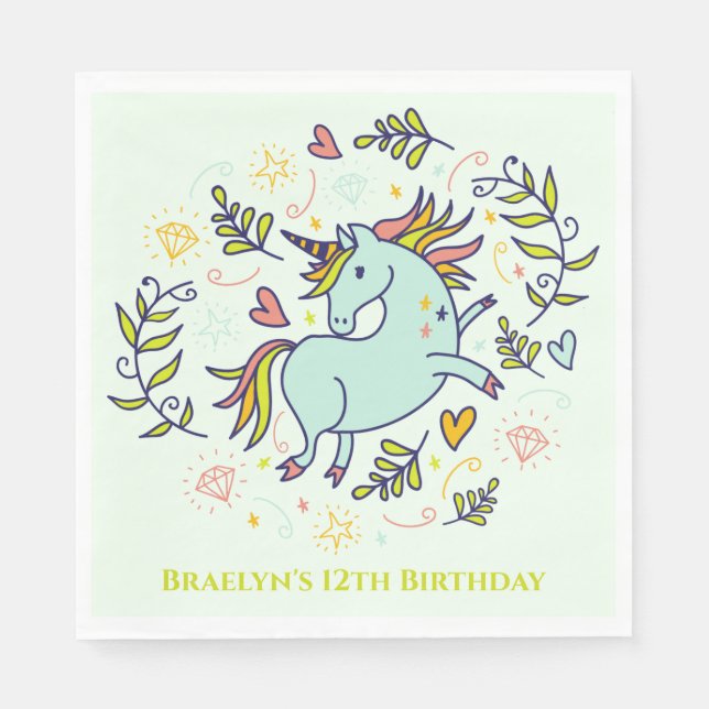 Sassy Unicorn Magical Birthday Napkin (Front)