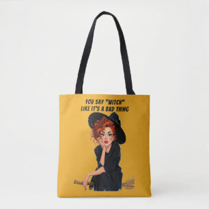 Sassy Witch Halloween Design Tote Bag