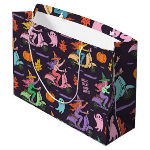 Sassy Witch Moped Pattern – Cute Pastel Witches  Large Gift Bag