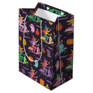 Sassy Witch Moped Pattern – Cute Pastel Witches  Medium Gift Bag