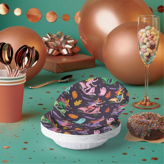 Sassy Witch Moped Pattern –Cute Pastel Witches  Paper Plate (Multi)