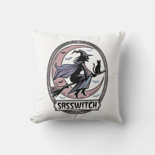 Sassy Witch Shirt Vintage Halloween Art_1 Throw Pillow