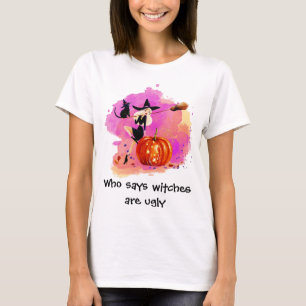Sassy Witch With Cat Woman's T-Shirt With Text