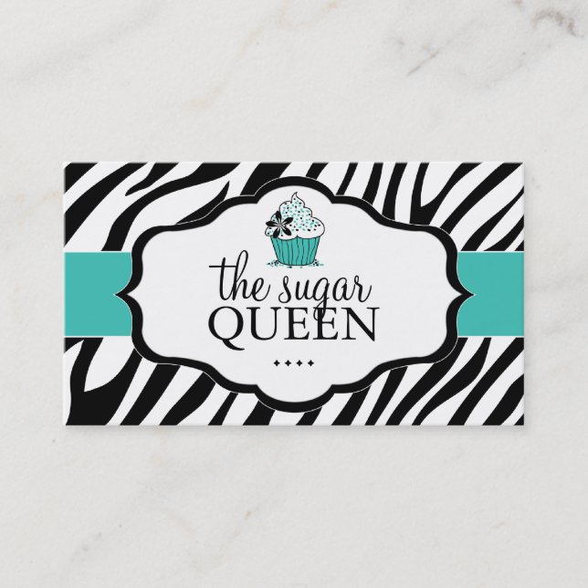 Sassy Zebra Cupcake Business Card (Front)