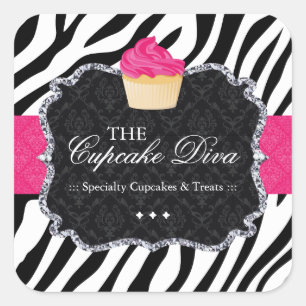 Sassy Zebra Cupcake - Stickers Emballage