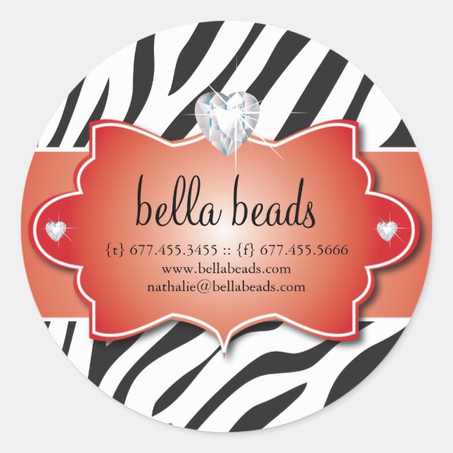 Sassy Zebra Jewellery Designer Stickers (Front)