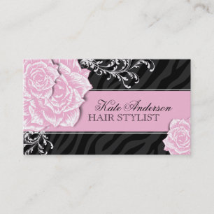 SASSY ZEBRA PRINT HAIR STYLIST BUSINESS CARDS