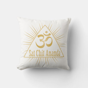 "Sat Chit Ananda" Oneness Mantra Yoga White Throw Pillow