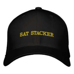 Sat Stacker Hodl Tight Bitcoin Crypto Yellow Text Embroidered Hat