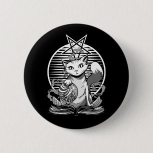 Satan Cat Fortune Teller Witchy Goth Kitten 2 Inch Round Button
