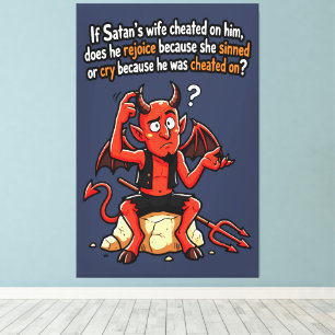 Satan Cheating Wife Sin Funny Devil Meme Canvas Print