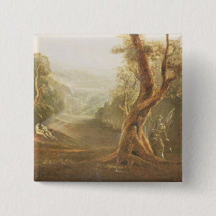 Satan Contemplating Adam and Eve in Paradise, from 2 Inch Square Button
