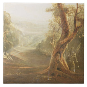 Satan Contemplating Adam and Eve in Paradise, from Tile
