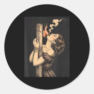 Satan Devil Hell Witch With Flames Cigarette Occul Classic Round Sticker