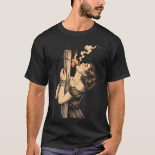 Satan Devil Hell Witch With Flames Cigarette Occul T-Shirt