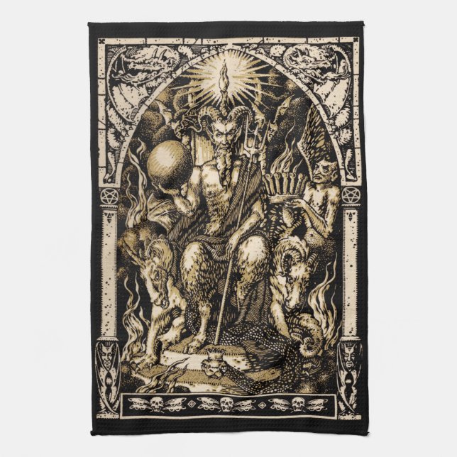 Satan Enthroned 16x24 on Twill Cotton - Kitchen Towel (Vertical)