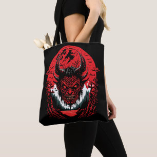 Satan Evil Face   Demon Head Graphic Design Tote Bag