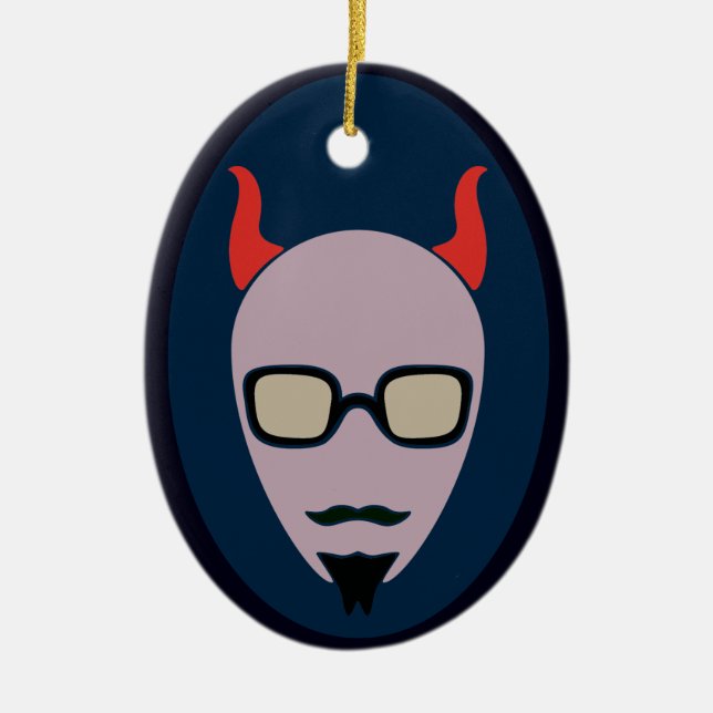 Satan Is A Hipster Ceramic Ornament (Front)