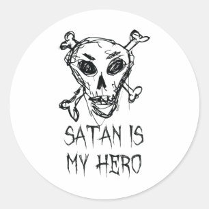 Satan Is My Hero Halloween Costume Word Design Classic Round Sticker