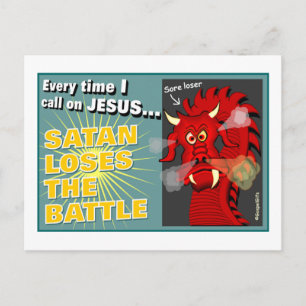 Satan Loses The Battle Christian Gift Postcard