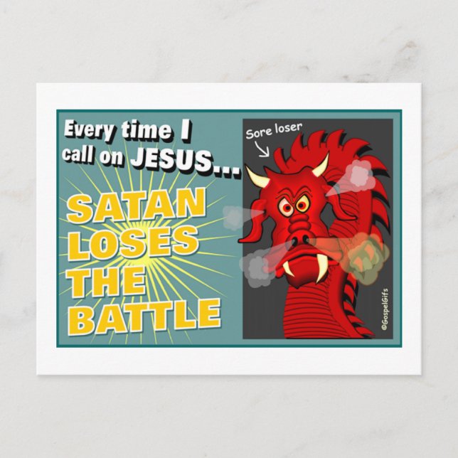 Satan Loses The Battle Christian Gift Postcard (Front)